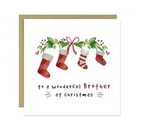 RED OCEAN Merry Christmas Brother Card Special Christmas Greetings Card For Brother From Sister 145x145mm With Kraft Envelope Xmas Cards For Big Little Brothers
