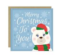 RED OCEAN Merry Christmas Card For Kids Son Daughter Cute Xmas Card 145x145mm With Kraft Envelope Family Cards For Niece Nephew Cousins Friends Family