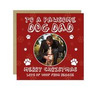 RED OCEAN Merry Christmas Card For Pawsome Dog Dad Personalised Photo Greetings Card For Christmas Funny From The Dog Lover With Kraft Envelope