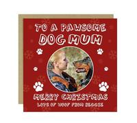 RED OCEAN Merry Christmas Card For Pawsome Dog Mum Personalised Photo Greetings Card For Christmas Funny From The Dog Lover With Kraft Envelope