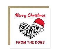 RED OCEAN Merry Christmas From The Dog Card Funny Dog Christmas Xmas Cards For Family Friends 145x145mm With Kraft Envelope Funny Greetings Cards