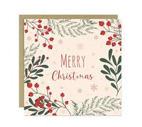 RED OCEAN Merry Christmas Greetings Card For Family and Friends 145x145mm With Kraft Envelope Xmas Cards For Him Her Men Women Colleagues Neighbours