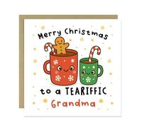RED OCEAN Merry Christmas To A TEA RIFFIC Grandma Card With Kraft Envelope Card For Grandma Merry Christmas For Her From Granddaughter Grandson
