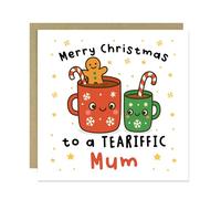 RED OCEAN Merry Christmas To A TEA RIFFIC Mum Card With Kraft Envelope Card For Mum Merry Christmas For Her From Daughter Son