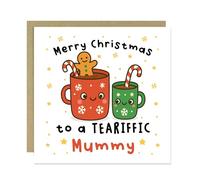 RED OCEAN Merry Christmas To A TEA RIFFIC Mummy Card With Kraft Envelope Card For Mummy Merry Christmas For Her From Daughter Son