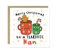 RED OCEAN Merry Christmas To A TEA RIFFIC Nan Card With Kraft Envelope Card For Nan Merry Christmas For Her From Granddaughter Grandson