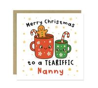 RED OCEAN Merry Christmas To A TEA RIFFIC Nanny Card With Kraft Envelope Card For Nanny Merry Christmas For Her From Granddaughter Grandson