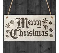 Red Ocean Merry Christmas Wooden Plaque Tree Decoration Snowflake Xmas Sign Gift Present
