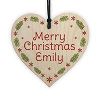 RED OCEAN Merry Personalised Hanging Heart 1st Christmas Bauble Decoration