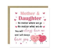 RED OCEAN Mother and Daughter Greetings Card For Mum Daughter Cards For Birthday Christmas 145x145mm With Kraft Envelope Card Her