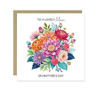 RED OCEAN Mothers Day Card For Mum, Lovely Mum On Mothers Day, Mum Card From Daughter Son, Floral Mothers Day Card, Card For Her, Mum Card, Lovely Message With Envelope