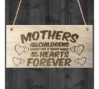 Red Ocean Mothers Hold Their Children's Hands For A Short While But Their Hearts Forever Wooden Hanging Shabby Chic Plaque Love Hearts Mothers Day Gift