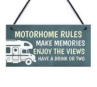 RED OCEAN Motorhome Rules Sign Hanging Door Plaque Motorhome Caravan Accessories
