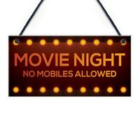 Red Ocean Movie Night Sign Cinema Room Man Cave Plaque Home Decor Keepsake