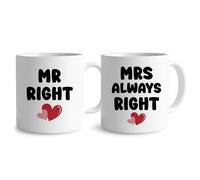 RED OCEAN Mr Right & Mrs Always Right Novelty Mug Gift Set A Fun Gift for Couples Funny Anniversary Valentines Gifts for Partner Boyfriend Girlfriend Husband Wife