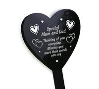 RED OCEAN Mum And Dad Memorial Grave Marker | In Loving Memory of Mum And Dad Acrylic Heart Graveside Gravestone Stake | Graveside Decoration Gift Parents Remembrance Plaque