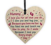 Red Ocean Mum Birthday Christmas Mummy To Be Wooden Heart From Bump Baby Gift Keepsake