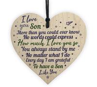 Red Ocean Mum Dad Christmas Birthday Gifts For Son Wooden Hanging Heart Plaque Keepsake Gift