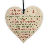 RED OCEAN MUM DAD NAN Memorial Christmas Tree Bauble Wooden Hanging Heart Xmas Decoration Sign