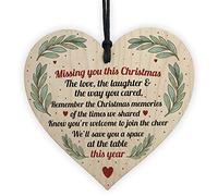 RED OCEAN Mum Dad Nan Memorial Gift Wooden Heart Christmas Memorial Sign In Memory Grave Plaque Decoration