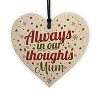 RED OCEAN Mum Memorial Christmas Tree Bauble Wooden Hanging Heart Xmas Decoration Sign