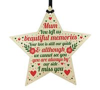 RED OCEAN Mum Memorial Christmas Tree Decorations Wooden Star Remembrance Plaque Keepsake Gift