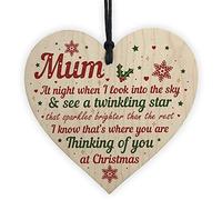 RED OCEAN Mum Memorial Gifts Christmas Tree Bauble Grave Wooden Hanging Heart Decoration Sign