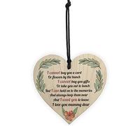 RED OCEAN Mum Memorial Poem Wooden Hanging Heart Sign Rememberance Plaque Grave Sign