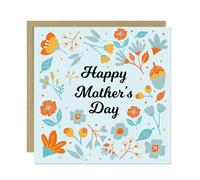 RED OCEAN Mum Mothers Day Card, Mothers Day Card for Mum, Traditional Floral Design, 14.5x14.5cm Card With Envelope, Happy Mothers Day Card, Card From Daughter Son