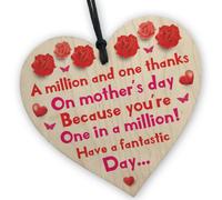 Red Ocean Mum One In A Million Wooden Hanging Heart Keepsake Gift For Mum For Mothers Day From Your Daughter Or Son