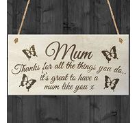 Red Ocean Mum Thanks For All The Things You Do It's Great To Have A Mum Like You Wooden Hanging Plaque Sign Love Gift
