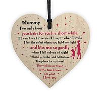 RED OCEAN Mummy Gift From Baby New Mummy Gift Wooden Heart Mum Poem Gift From Daughter Son