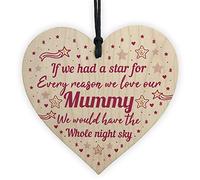 RED OCEAN Mummy Gifts Wooden Heart Plaque Mummy Birthday Gift Keepsake Plaque