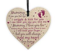 RED OCEAN Mummy To Be Handmade Wooden Hanging Heart Keepsake Newborn Baby Mum Gift
