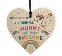 RED OCEAN Mummycorn Wood Heart Mummy Unicorn Mummy Birthday Christmas Thankyou