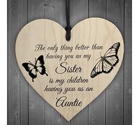 Red Ocean My Children Having You As Their Auntie Love Gift Wooden Hanging Heart Aunt Sign