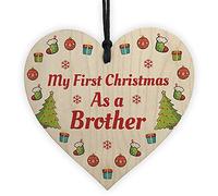 RED OCEAN My First Christmas As A Brother Wooden Heart Hanging Tree Decoration Baby Gift