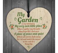 RED OCEAN My Garden Gardening Shed Summer House Wood Shabby Chic Heart Sign Plaque Wall Plaque Friendship Gift