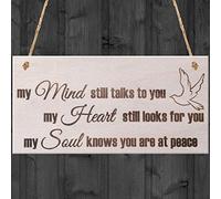 Red Ocean My Mind Still Talks To You My Heart Still Looks For You My Soul Knows You Are At Peace Wooden Hanging Plaque Memorial Love Sign