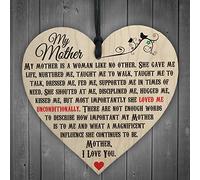 RED OCEAN My Mother Like No Other Wooden Hanging Heart Plaque Mum Love