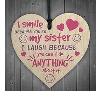RED OCEAN My Sister Big Little Sis Shabby Chic Gift Wooden Wall Hanging Heart Plaque Love Sign