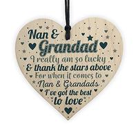 RED OCEAN Nan And Grandad Gifts For Birthday Christmas Wooden Heart Grandparent Keepsake Gift