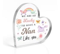 Red Ocean Nan Beautiful Heart Acrylic Plaque For Nan's Birthday Christmas Thank You For Nan From Grandchildren Granddaughter Grandson Her