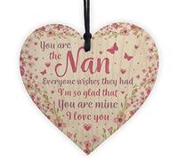 RED OCEAN Nan Nanny Grandma Gifts From Grandchildren Wooden Heart Sign Birthday Gift For Nan
