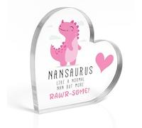 Red Ocean Nan Unique Nan Birthday from Grandchildren Heart- Shaped Plaque Nansaurus Funny Presents for Idea Thank You For Keepsake