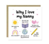RED OCEAN Nanny Card Why I Love Nanny Card Birthday for Cute for Her Birthday From Granddaughter Grandson With Kraft Envelope Thank You Her