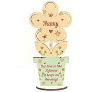 RED OCEAN Nanny Gift Wooden Flower Gift For Nanny Birthday Gift Grandparent Gifts For Her Keepsake Plaque