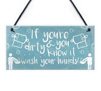 Red Ocean Nautical Wash Your Hands Quirky Bathroom Signs Funny Toilet Door Loo Wall Plaque Gift