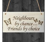 Red Ocean Neighbours By Chance Friends By Choice Wooden Hanging Plaque Friendship Gift Sign