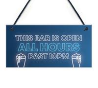 Red Ocean Neon Effect Bar Sign Open All Hours Funny Home Bar Garden Pub Sign